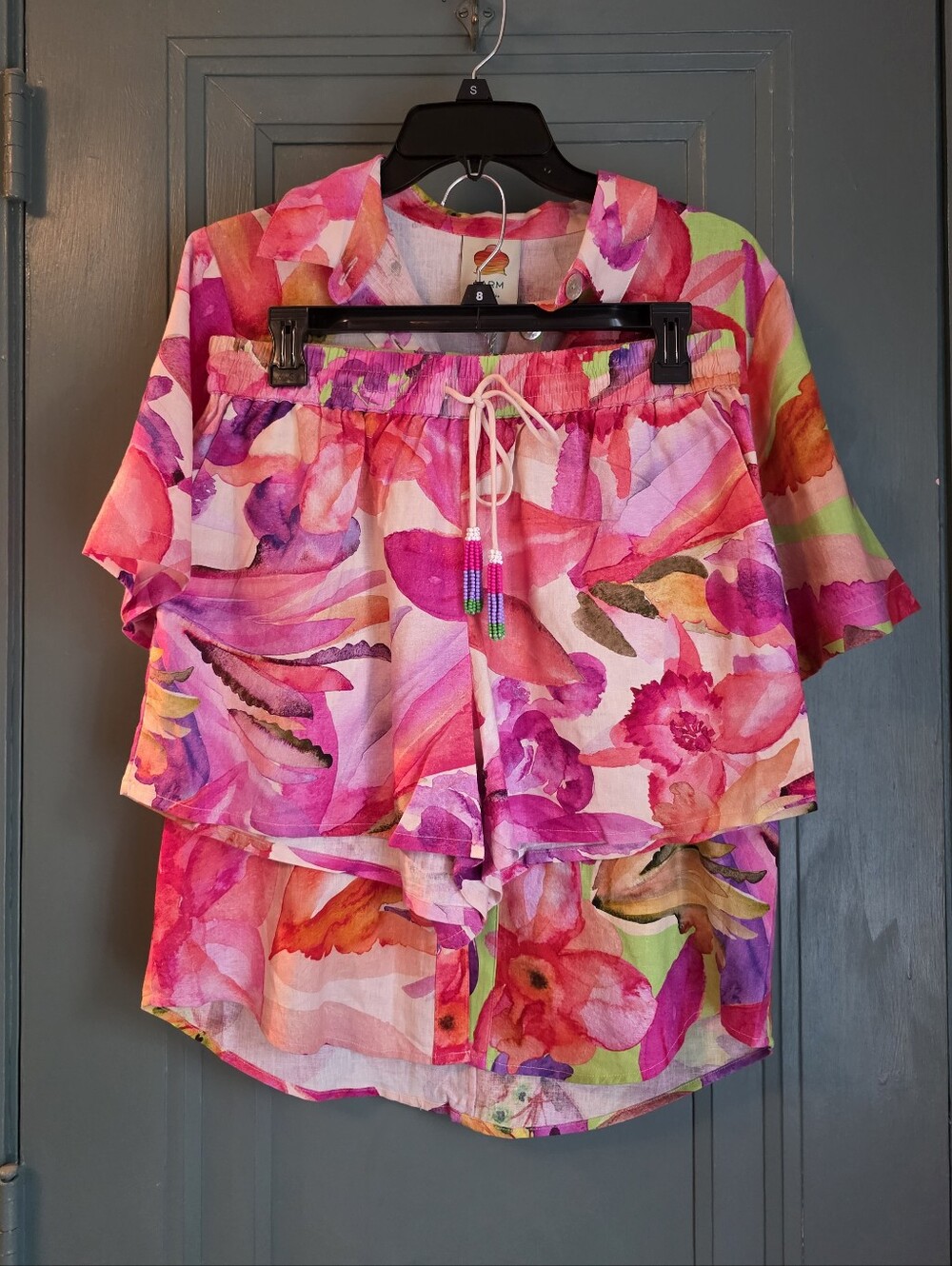 Farm RIO Multicolor Artsy Flora Shirt And Short Set